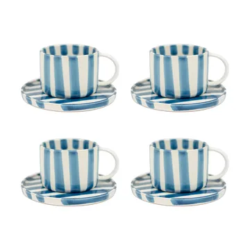 Tasse avec soucoupe Monica lot de 4 - Bleu - undefined - Olsson & Jensen