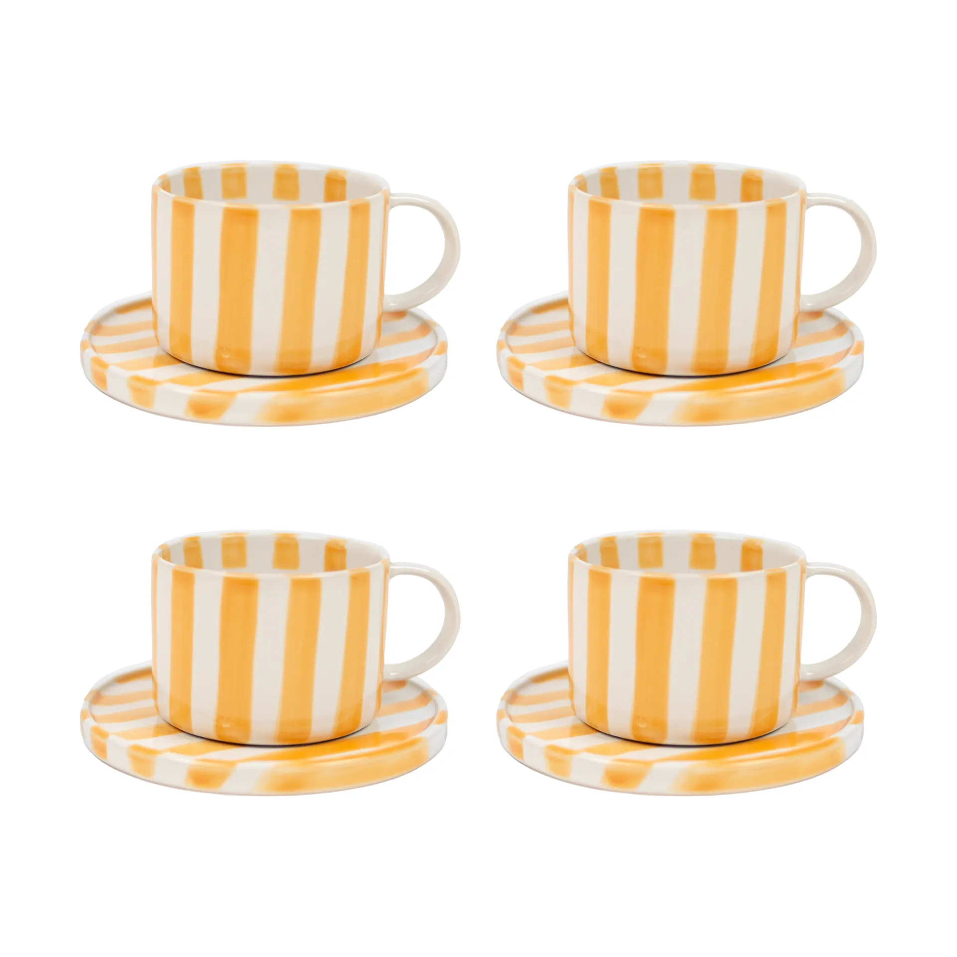 Tasse avec soucoupe Monica lot de 4 - Jaune,  Olsson & Jensen
