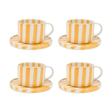 Tasse avec soucoupe Monica lot de 4 - Jaune - undefined - Olsson & Jensen