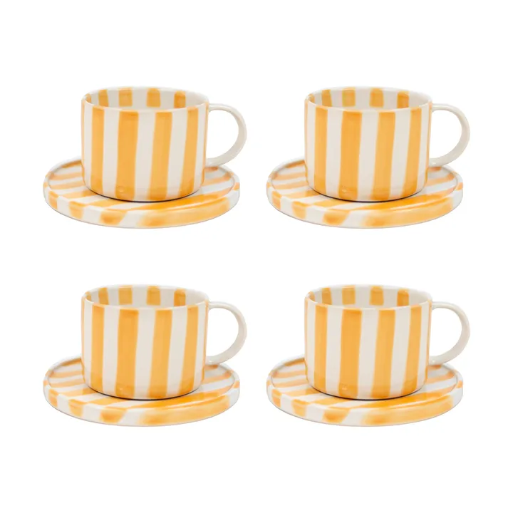 Tasse avec soucoupe Monica lot de 4 - Jaune - undefined - Olsson & Jensen