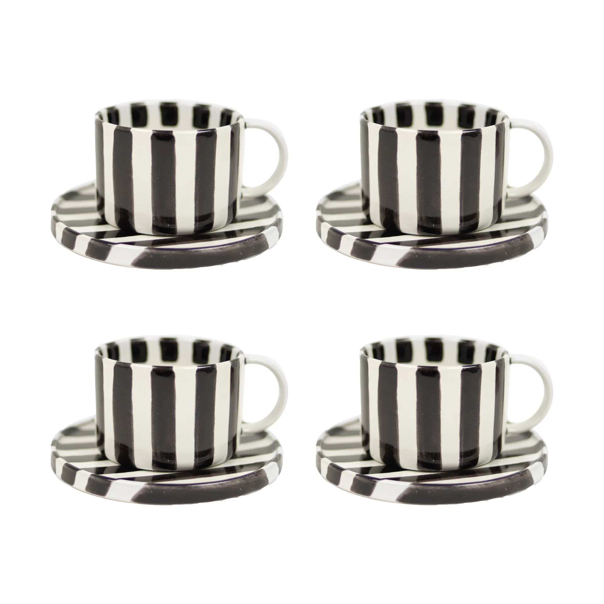Tasse avec soucoupe Monica lot de 4 - Noir,  Olsson & Jensen