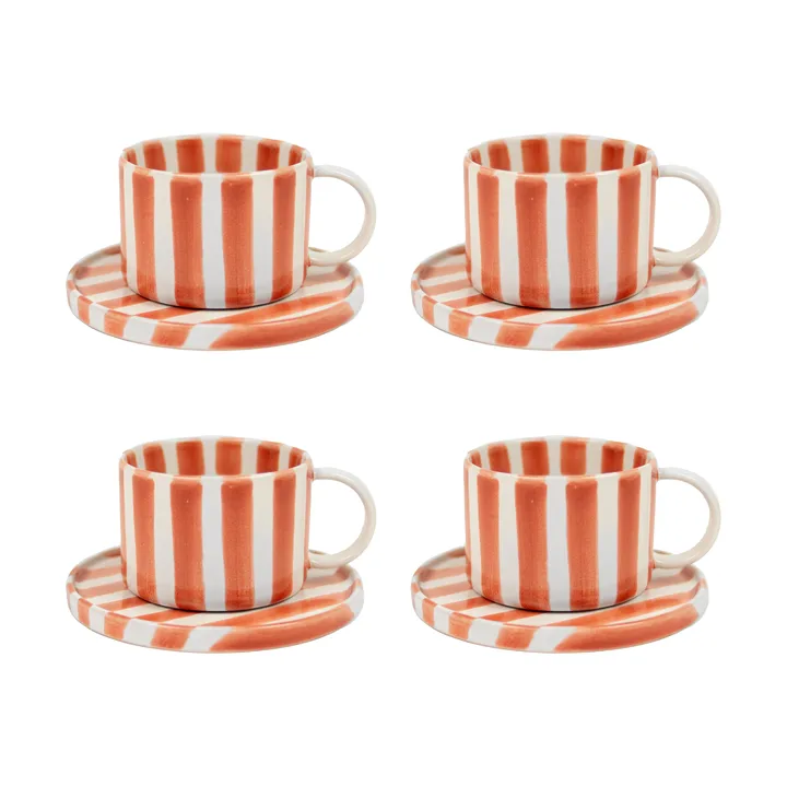 Tasse avec soucoupe Monica lot de 4 - Rouille - Olsson & Jensen