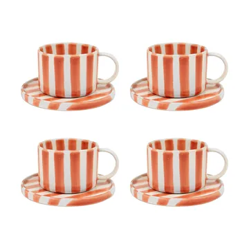 Tasse avec soucoupe Monica lot de 4 - Rouille - undefined - Olsson & Jensen