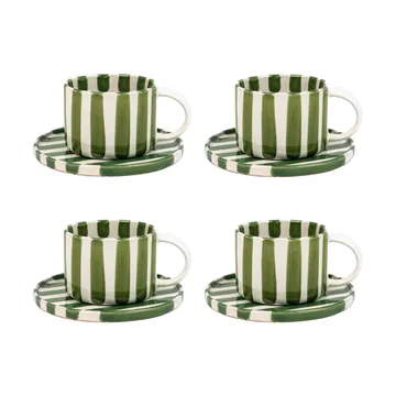 Tasse avec soucoupe Monica lot de 4 - Vert - undefined - Olsson & Jensen