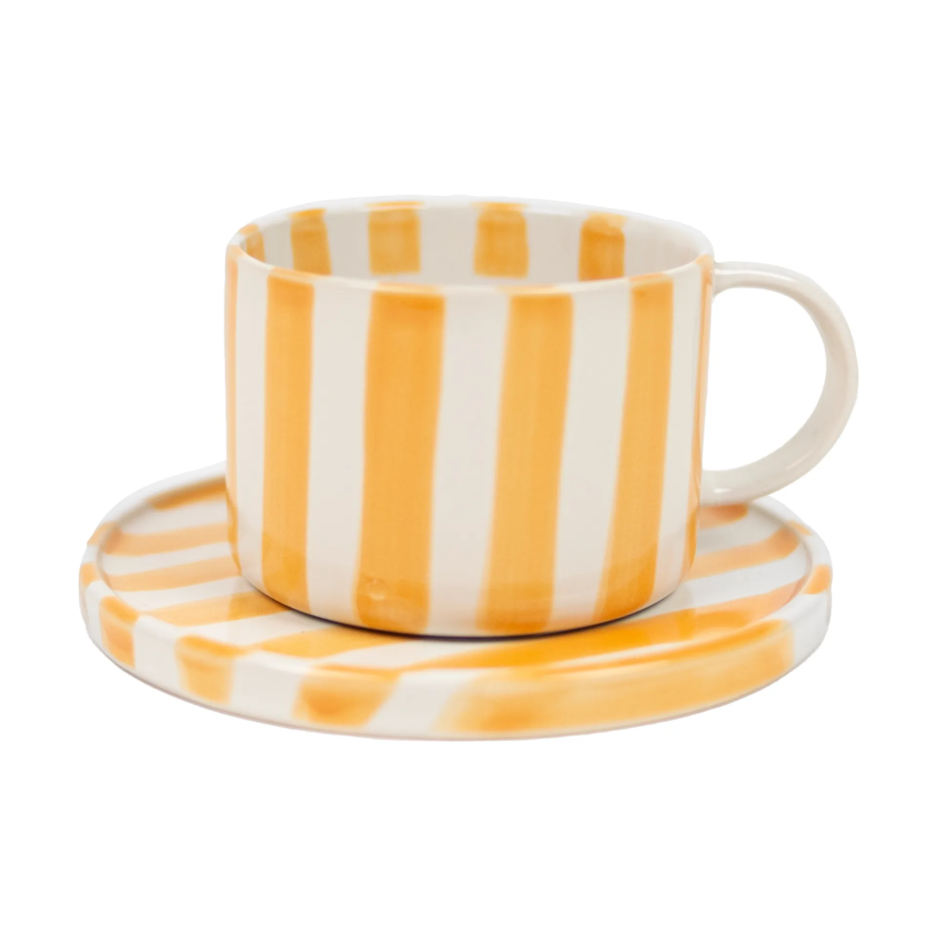 Tasse et soucoupe Monica, Jaune-blanc Olsson & Jensen