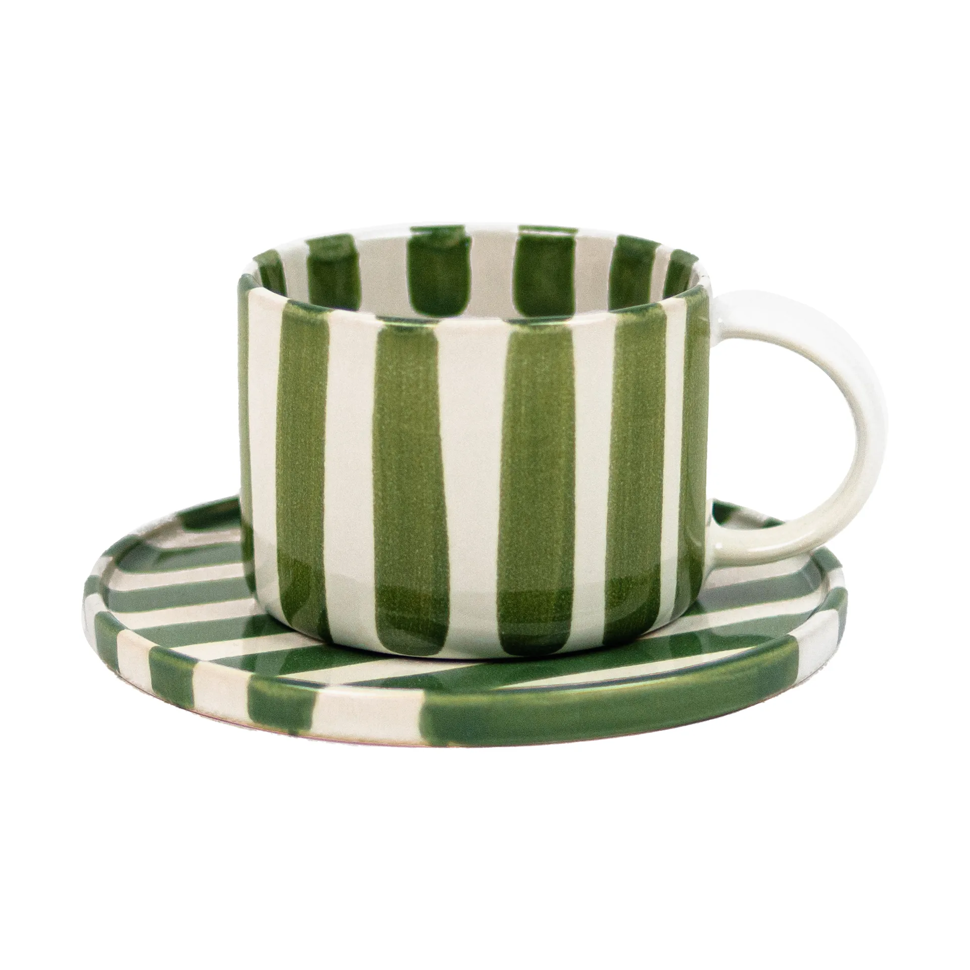 Tasse et soucoupe Monica, Vert-blanc Olsson & Jensen