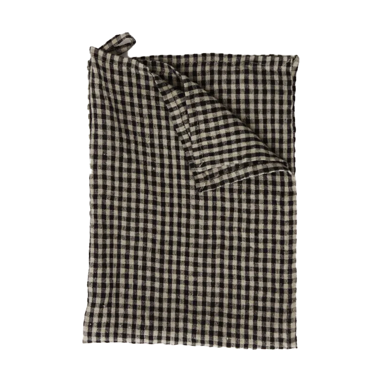 Torchon en lin Vipa 45x65 cm, Noir-sable Olsson & Jensen