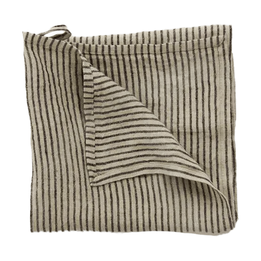Torchon Stripe en lin 45x65 cm - Noir-sable - Olsson & Jensen