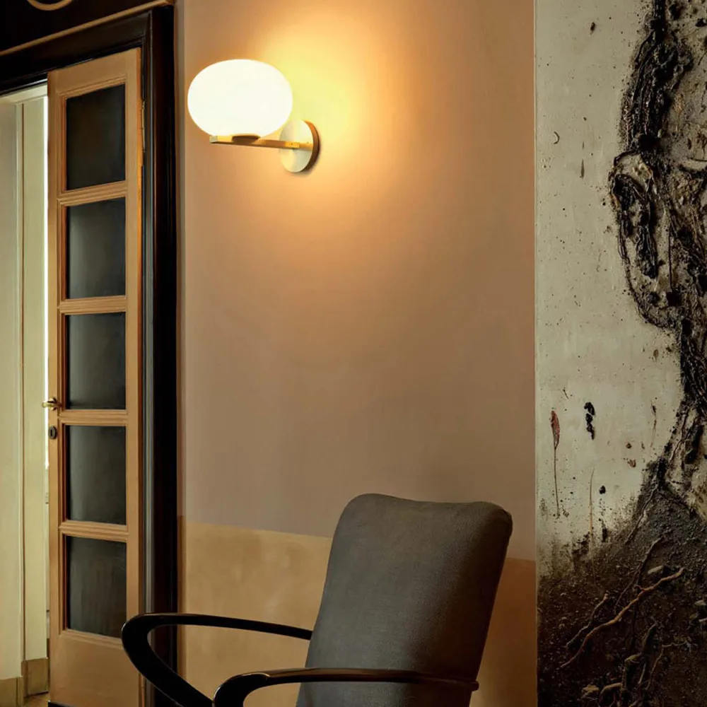 Applique Alba 176, opale, laiton Oluce