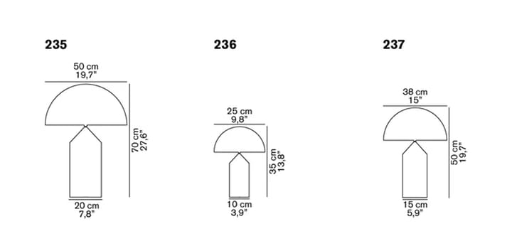 Lampe de table Atollo small 236 verre, Opale Oluce