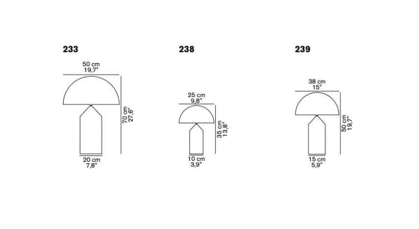 Lampe de table/lampadaire Atollo large 233 métal, satin bronze, large Oluce