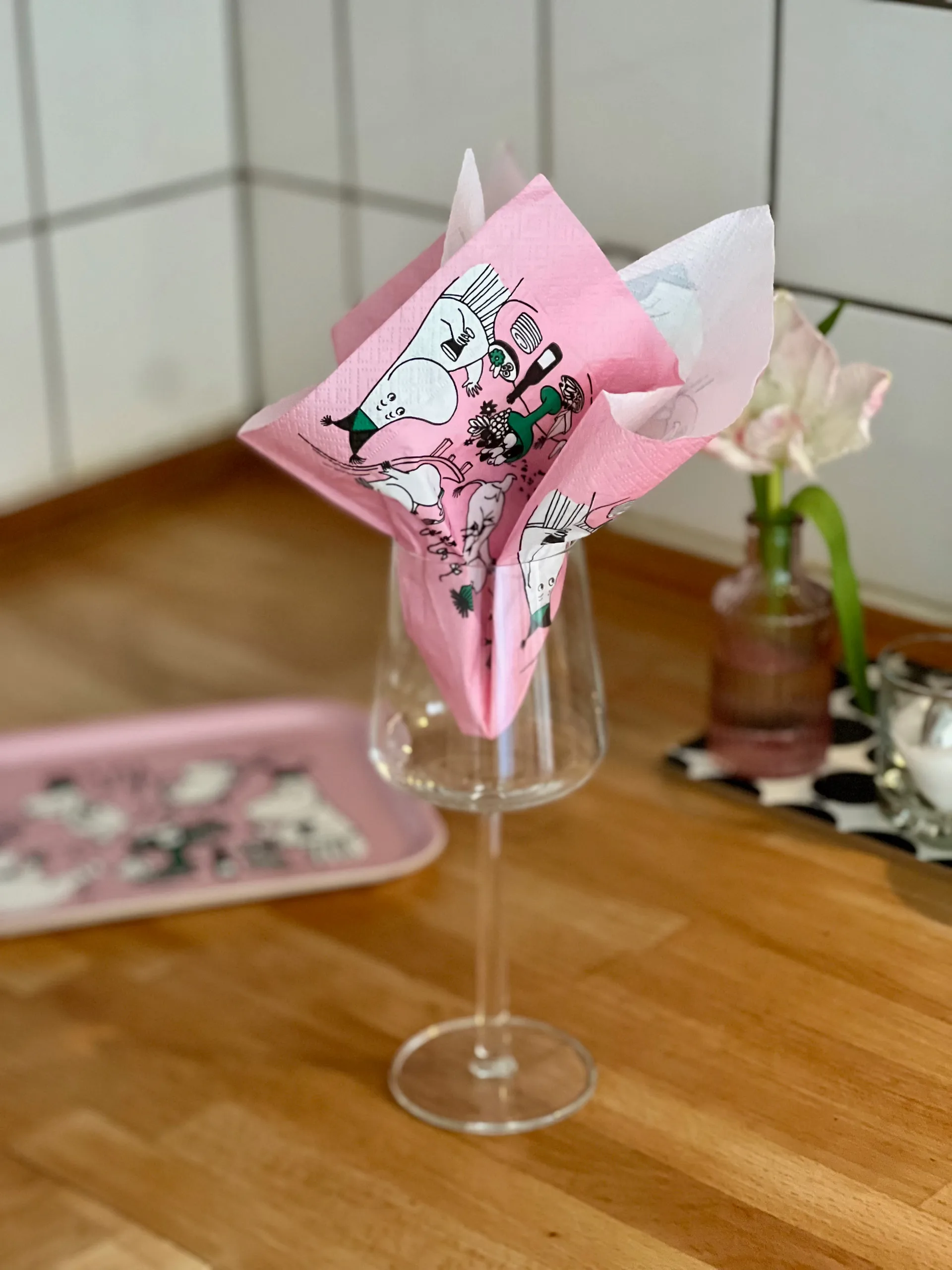 Serviettes en papier Moomin 80, Lot de 20, Rose Opto Design