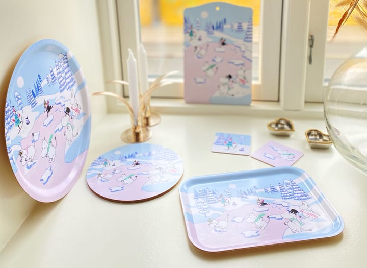 Set de 4 sous-verres Moumines hiver 2022 9x9cm - Bleu-blanc-rose - Opto Design