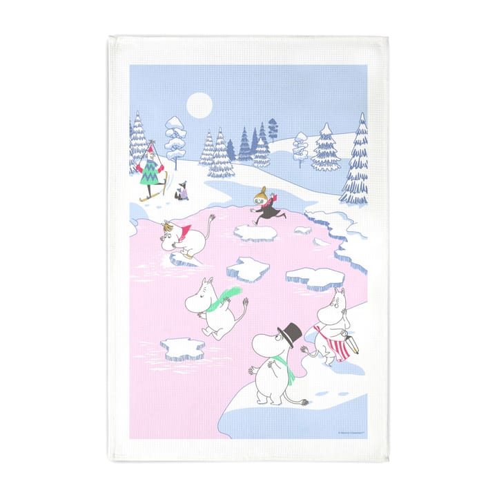 Torchon à vaisselle Moumines hiver 2022 50x70 cm - Bleu-blanc-rose - Opto Design