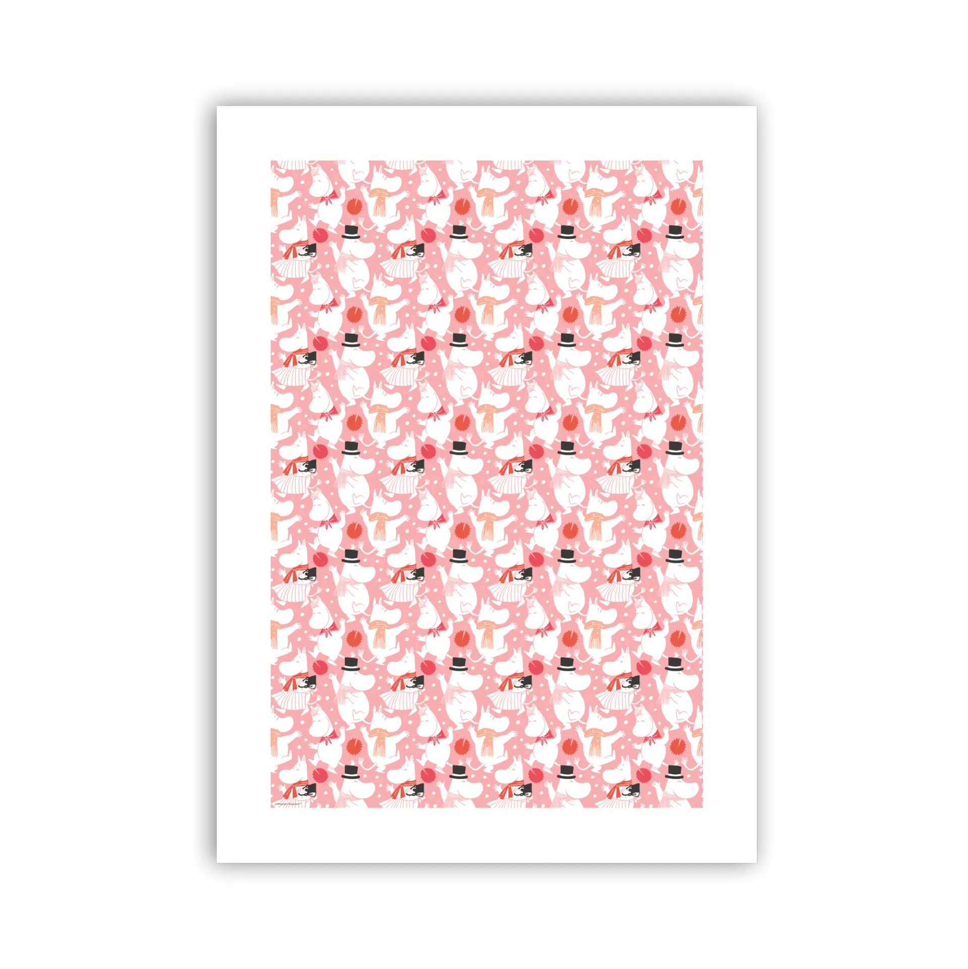 Torchon de cuisine Moomin Celebration 70x50 cm, Blanc-rose Opto Design