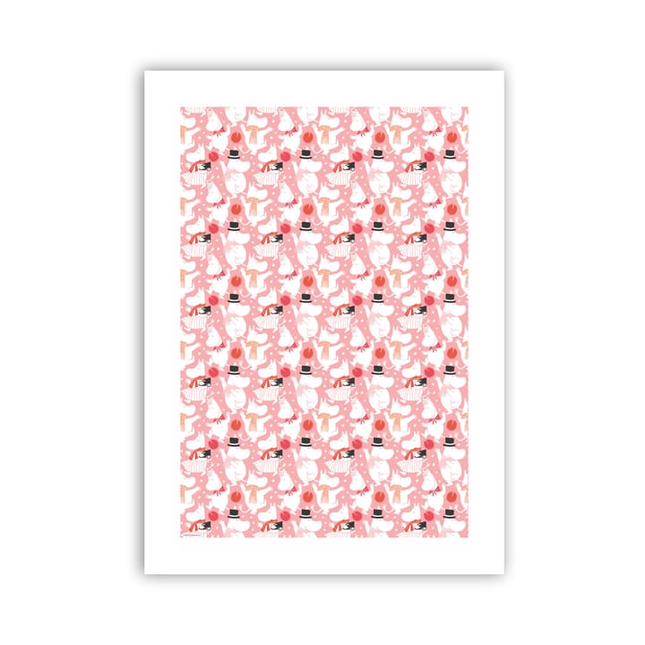 Torchon de cuisine Moomin Celebration 70x50 cm, Blanc-rose Opto Design