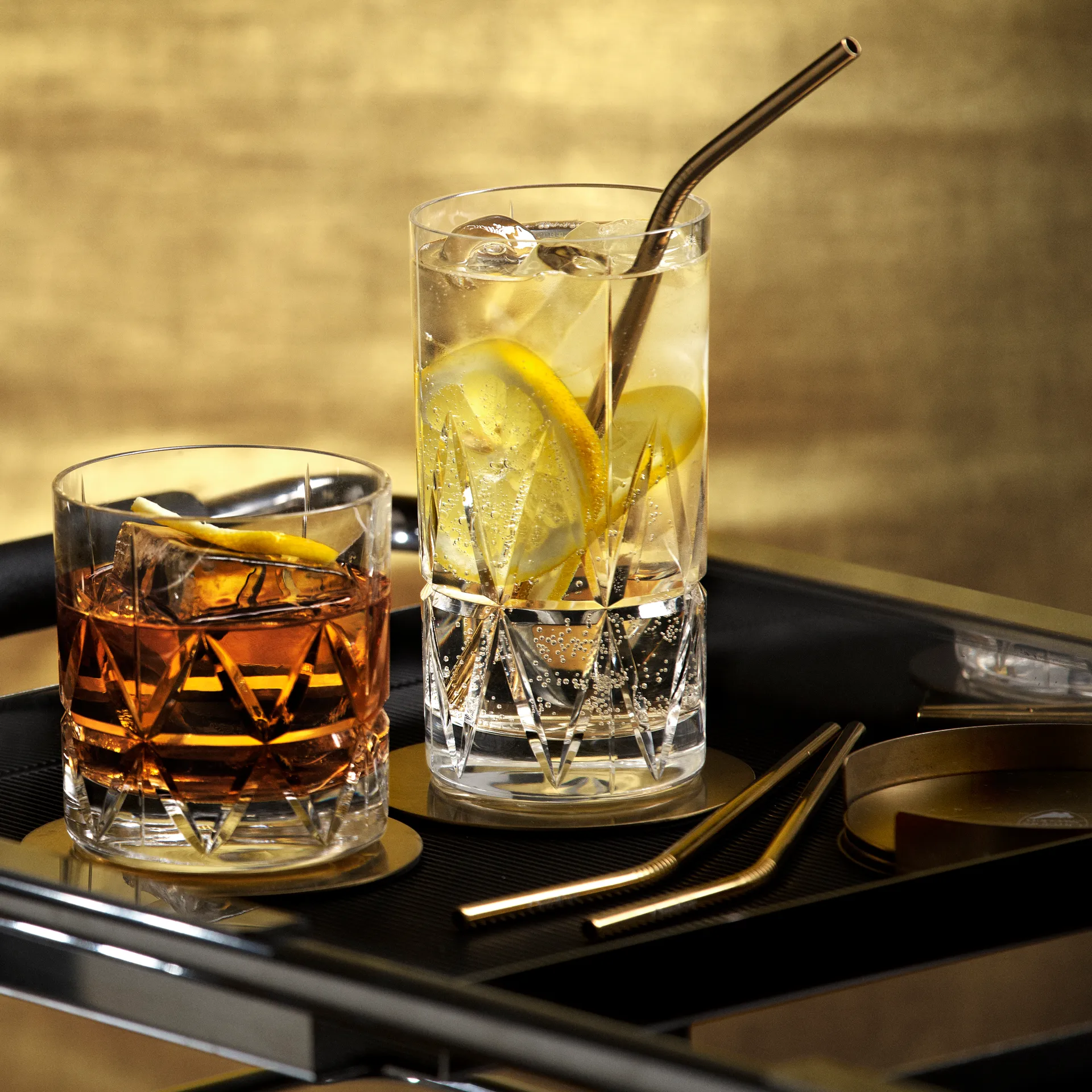 Dessous de verre avec rangement Peak Lot de 4, Laiton Orrefors