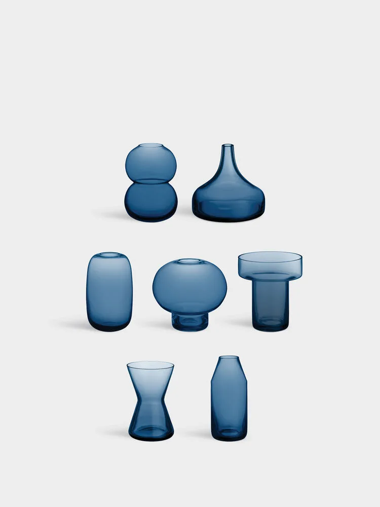 Midsummer mini vases 7 pièces, Bleu nuit Orrefors