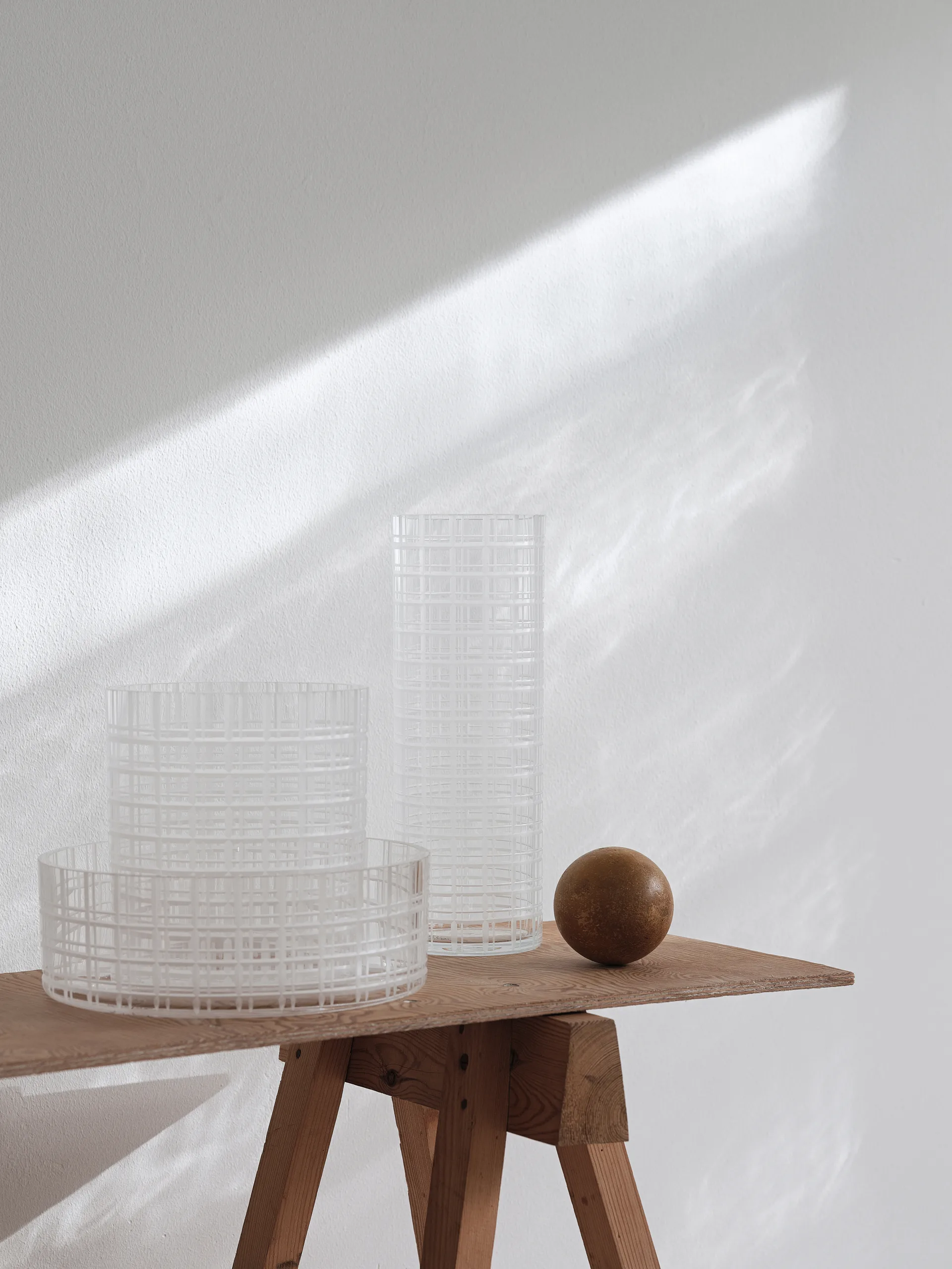 Vase Cut in number 20 cm, Motif quadrillé Orrefors