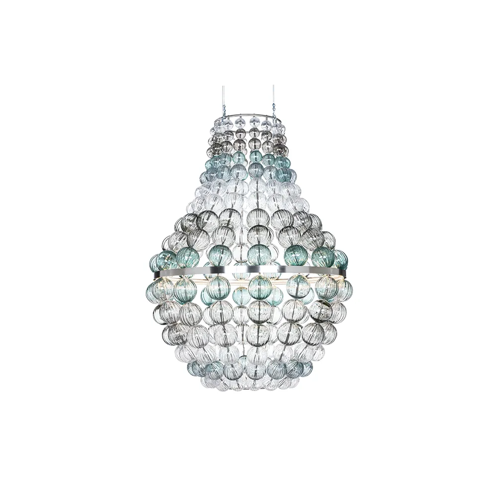 Lustre The Crown, acier inoxydable, verre vert, fumé et transparent Örsjö Belysning