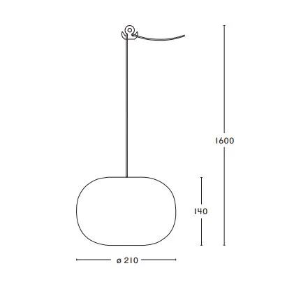 Suspension allongée Pebble arrondie, rouge oxyde-verre Örsjö Belysning