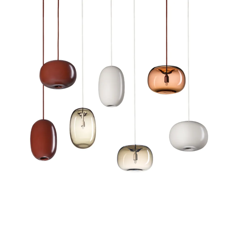 Suspension Pebble, rouge sang, allongé, verre Örsjö Belysning