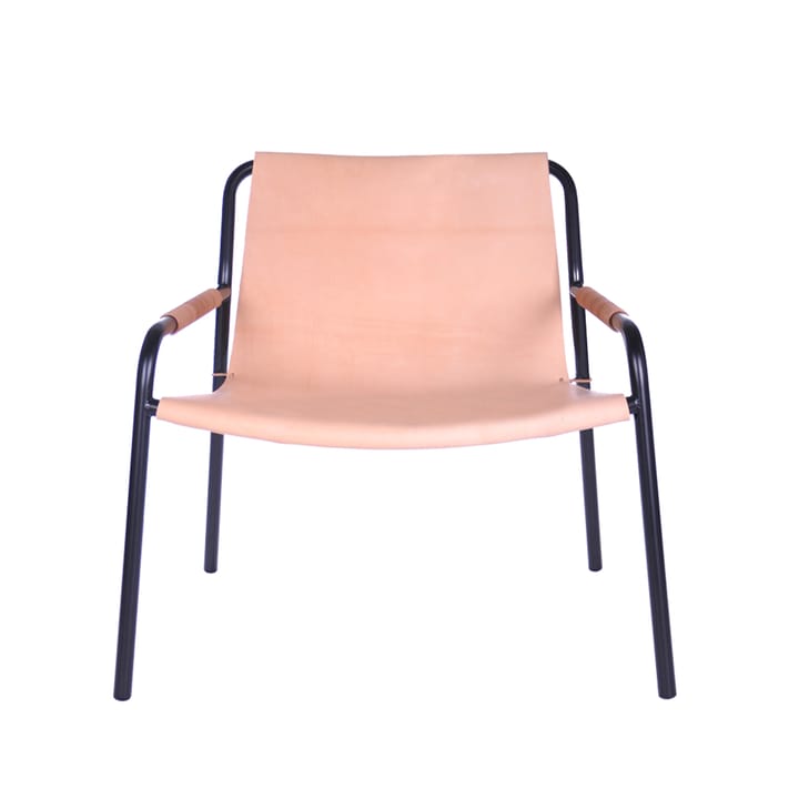 Chaise longue September, cuir noir, support en acier laqué noir