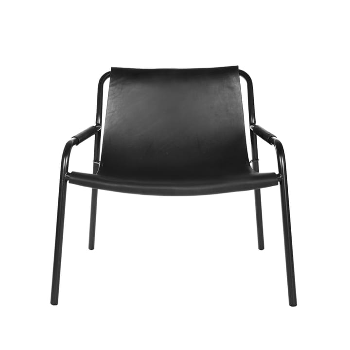 Chaise longue September - cuir noir, support en acier laqué noir - OX Denmarq