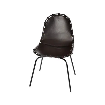 Chaise Stretch - cuir moka, support noir - OX Denmarq