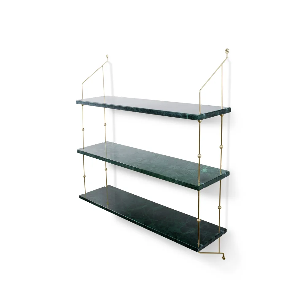 Etagère murale Morse, marbre vert, cadre en laiton OX Denmarq