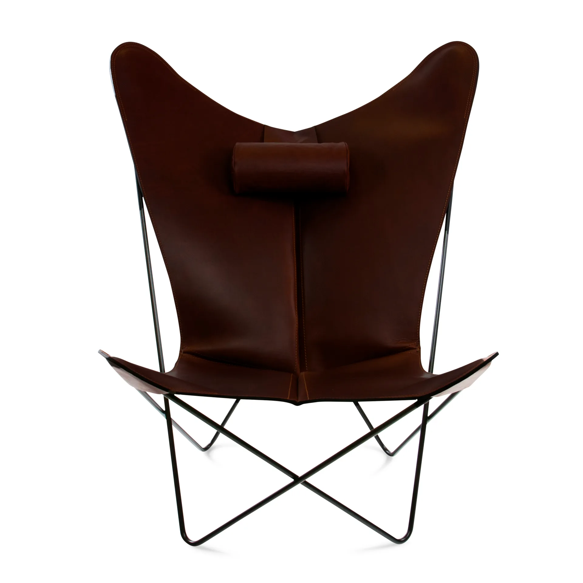 Fauteuil KS, structure noire, moka OX Denmarq