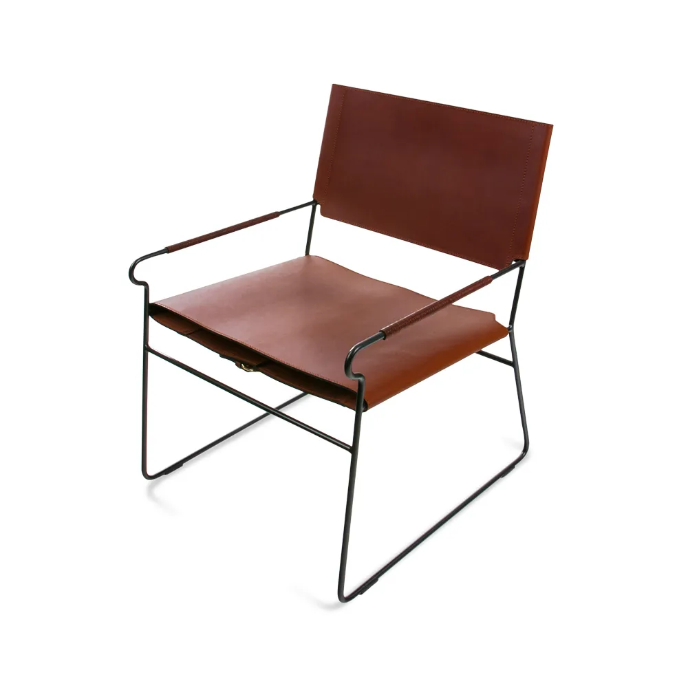 Fauteuil Next Rest, cuir cognac, support noir OX Denmarq