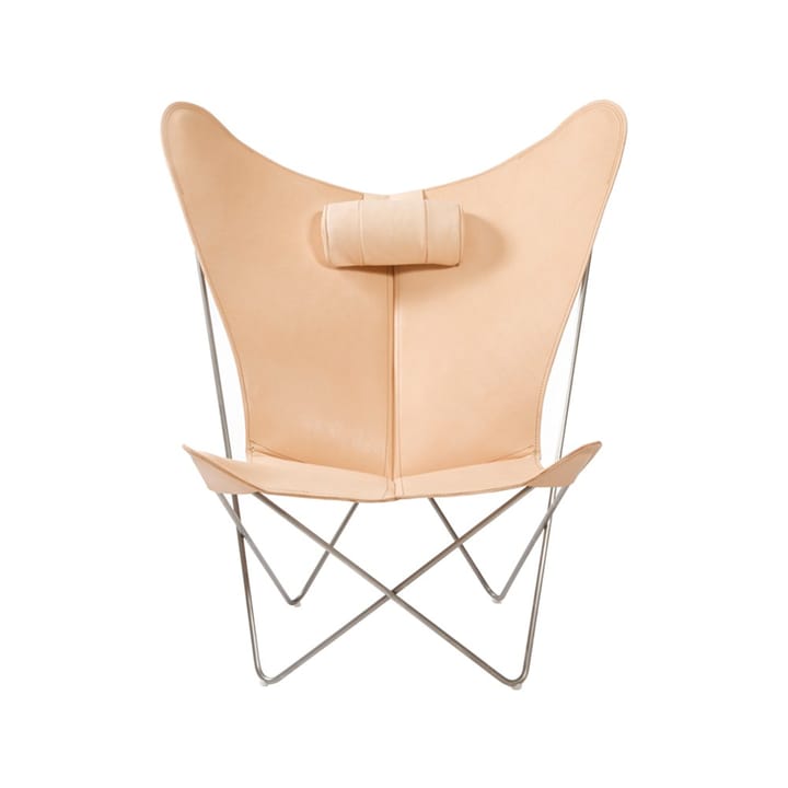 Fauteuil papillon KS Chair - cuir nature, support en acier inoxydable - OX Denmarq