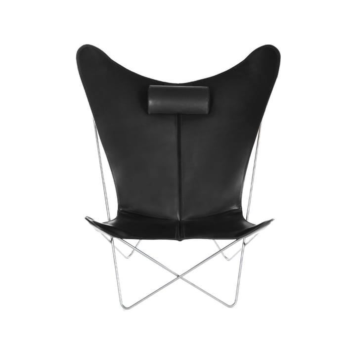 Fauteuil papillon KS Chair - cuir noir, support en acier inoxydable - OX Denmarq