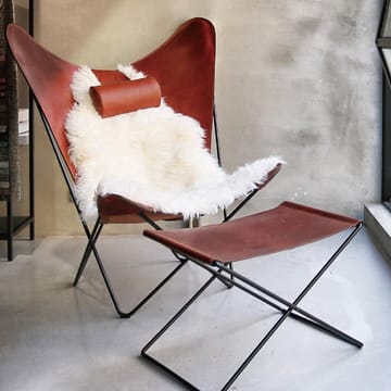 Fauteuil papillon KS Chair - cuir noir, support en acier inoxydable - OX Denmarq