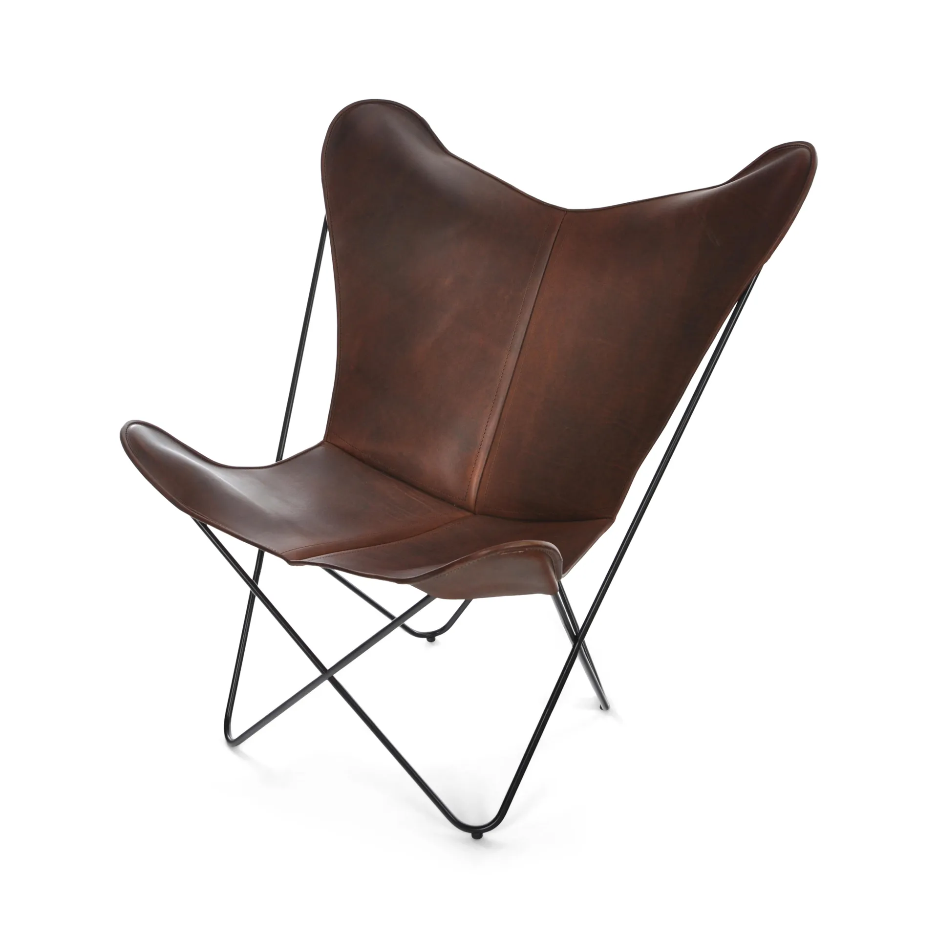 Fauteuil Papillon, structure noire, moka OX Denmarq