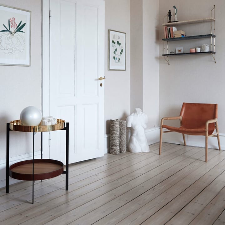 Guéridon Deck, teck, support noir, étagère en marbre noir OX Denmarq