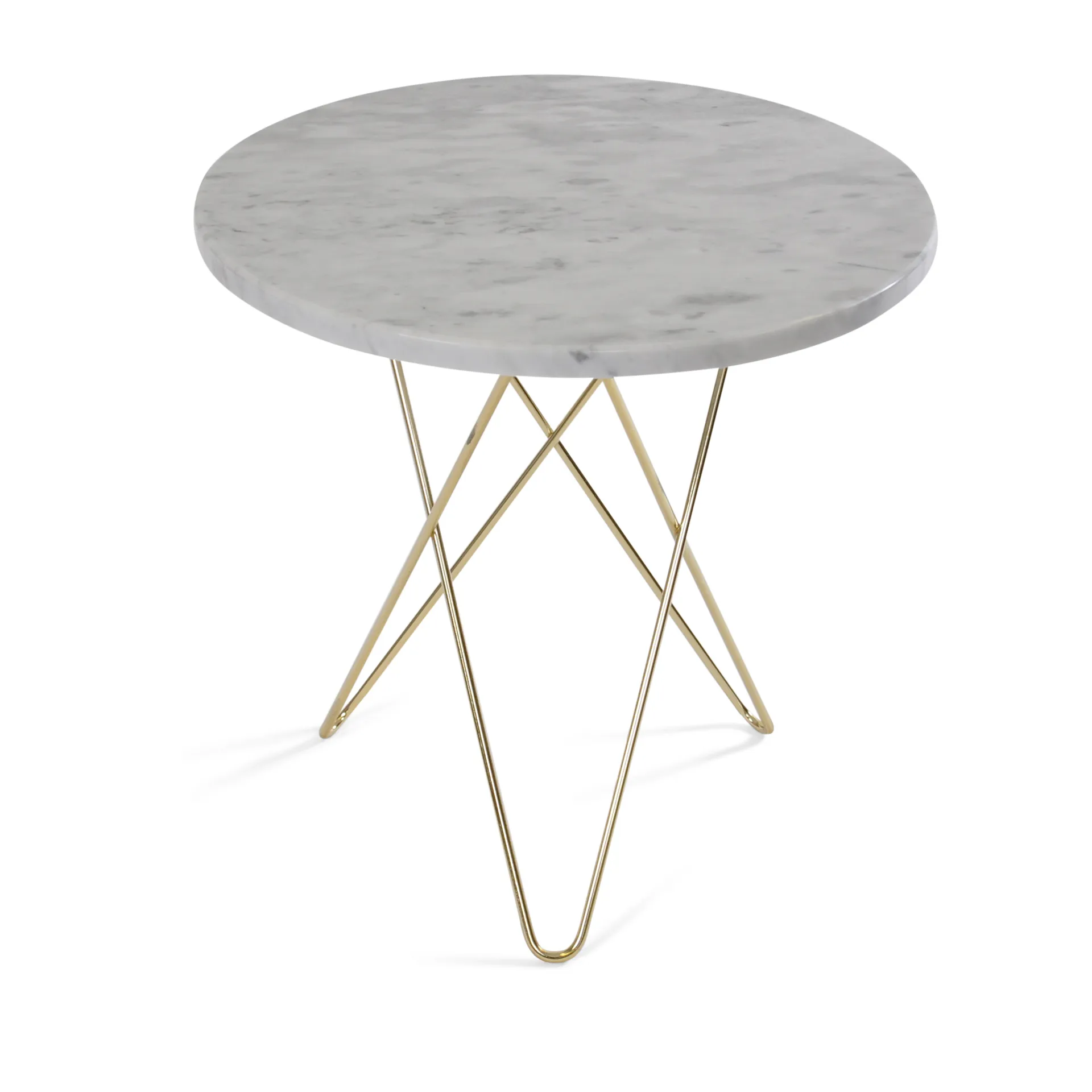 Mini table d'appoint O Tall Ø50 H50, structure en laiton, marbre blanc OX Denmarq