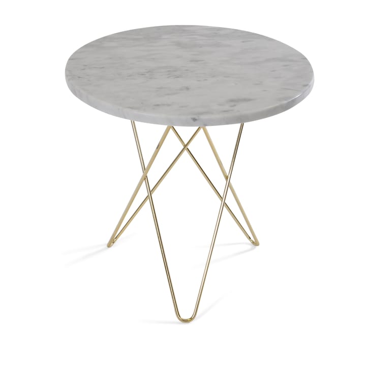 Mini table d'appoint O Tall Ø50 H50, structure en laiton - marbre blanc - OX Denmarq