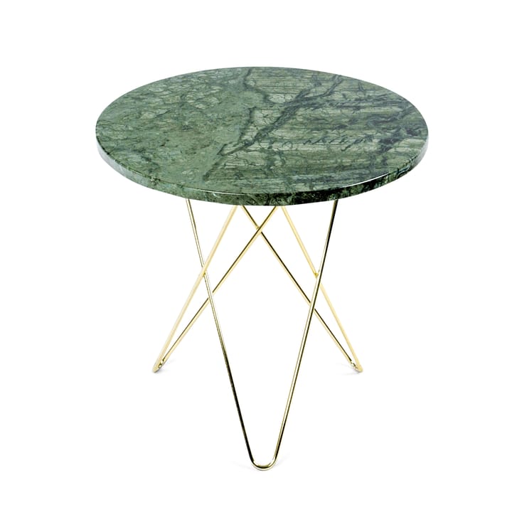 Mini table d'appoint O Tall Ø50 H50, structure en laiton - marbre vert - OX Denmarq