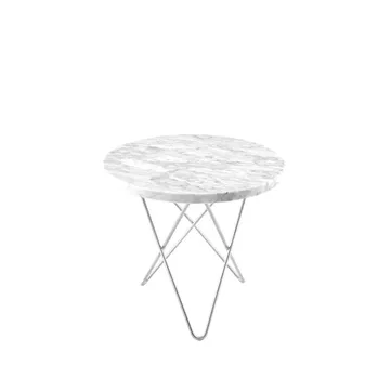 Table basse Mini O - marbre blanc, support en acier inoxydable - OX Denmarq