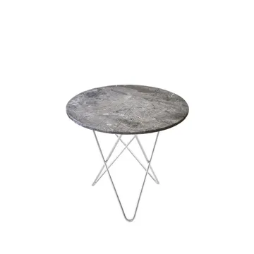 Table basse Mini O - Marbre gris, support en acier inoxydable - OX Denmarq