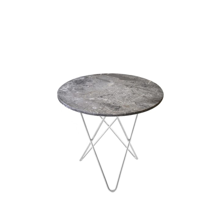 Table basse Mini O - marbre gris, support en acier inoxydable - OX Denmarq