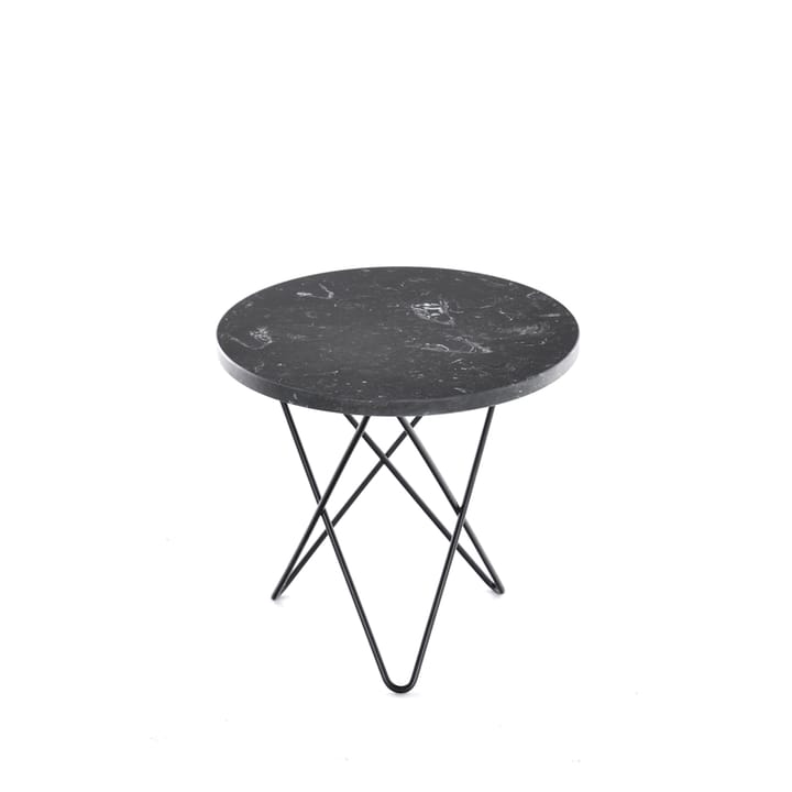 Table basse Mini O - marbre marquina, support laqué noir - OX Denmarq