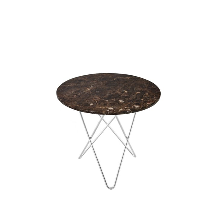 Table basse Mini O - marbre marron, support en acier inoxydable - OX Denmarq