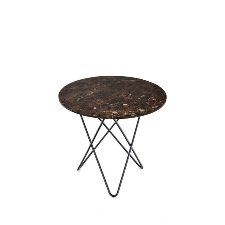 Table basse Mini O - marbre marron, support laqué noir - OX Denmarq