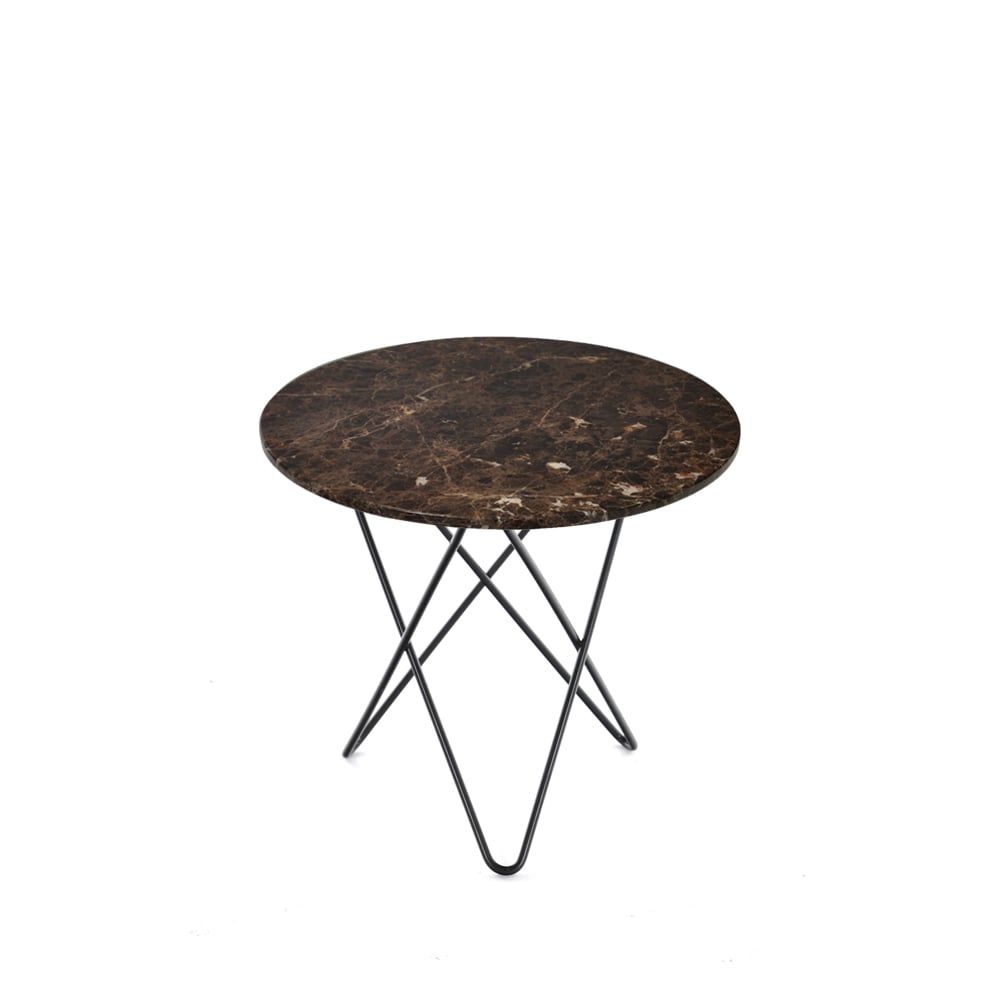 OX Denmarq Table basse Mini O marbre marron, support laqué noir