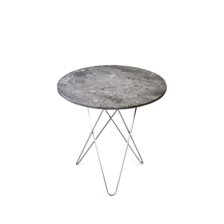 Table basse Mini O Tall - marbre gris, support en acier inoxydable - OX Denmarq
