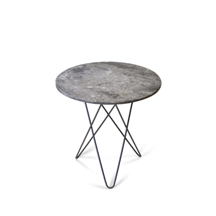 Table basse Mini O Tall - marbre gris, support laqué noir - OX Denmarq