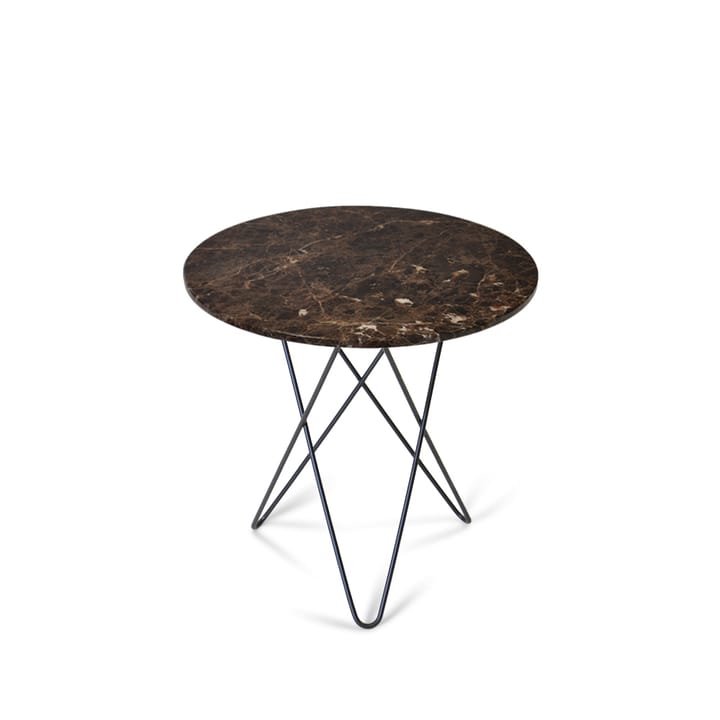Table basse Mini O Tall - marbre marron, support laqué noir - OX Denmarq